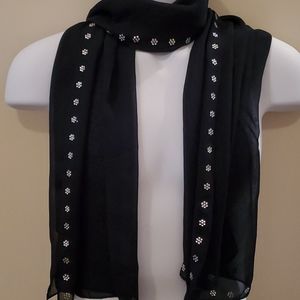 Black Scarf with Silver Design